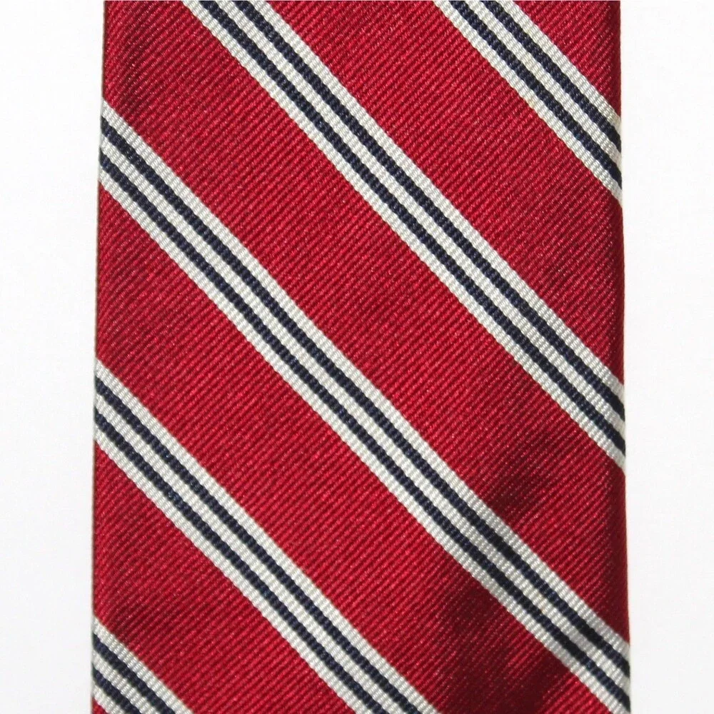 Brooks Brothers 346 Necktie Burgundy Red stripes Pure Silk Italy